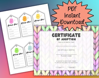 Plush Adoption Certificate & Tags: Craft Fair Printable (US Letter PDF)
