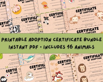 Amigurumi Adoption Certificates Bundle | Plushie Adoption Papers for Crochet Stuffed Animals | Printable Toy Certificates