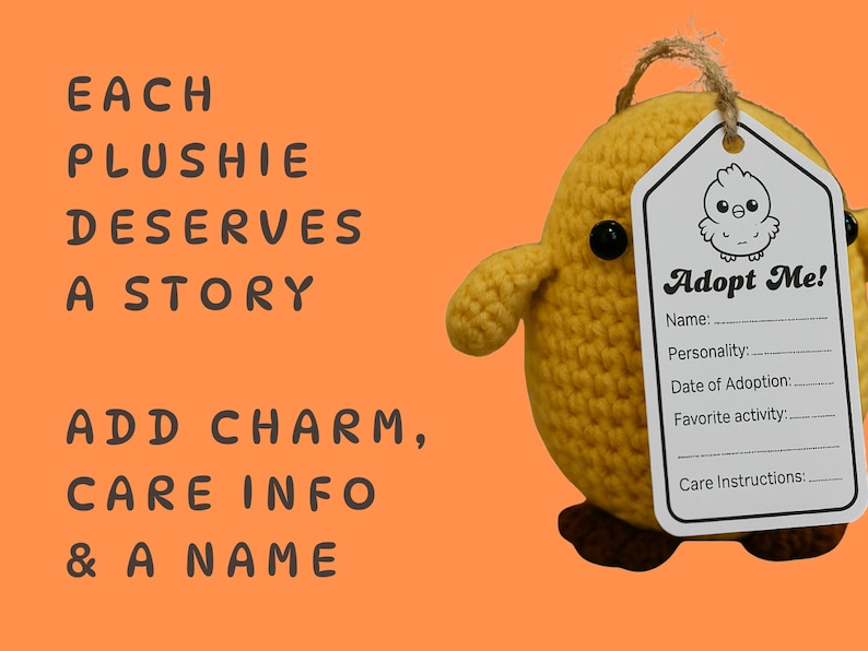 Adopt Me Tags for Handmade Crochet Chicken Amigurumi Plushies | Custom ...