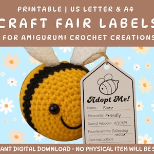 Printable Adopt Me Plushie Tags: Editable Amigurumi Label (PDF Download)