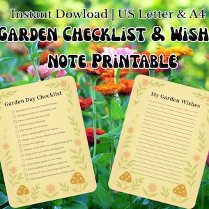 Planificador de jardín Fairycore imprimible: lista de verificación Cottagecore, nota digital de intenciones y deseos, lista de tareas en PDF para amantes de la jardinería.
