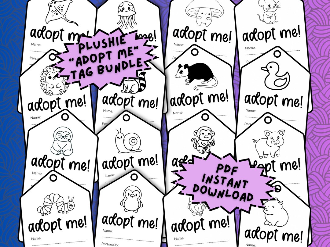 Adopt Me Tags for Plushies | Printable Amigurumi Adoption Tags ...