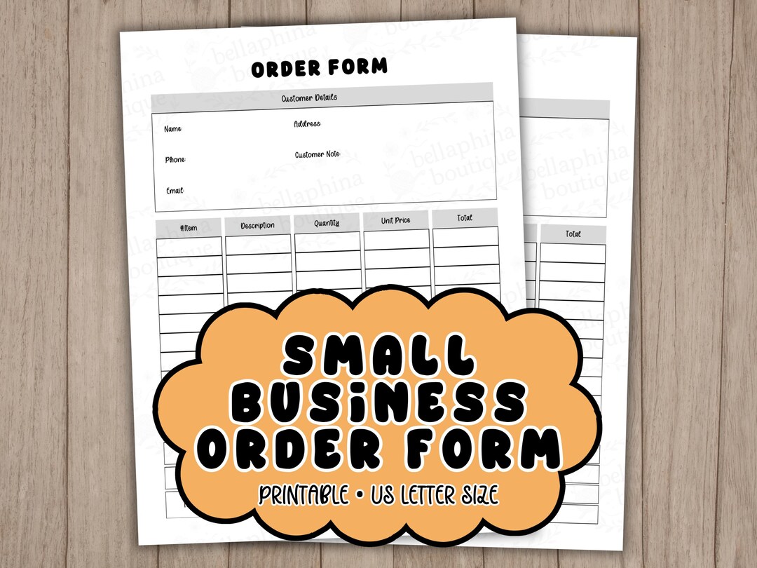 Printable Small Business Order Form | Craft Fair Business Planner ...