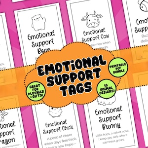 Emotionale Unterstützung häkeln Etiketten PDF | Benutzerdefinierte häkeln Tags für handgemachte häkeln Artikel | Druckbare Etiketten für Amigurumi Plüschtiere