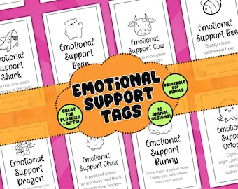 Emotional Support Crochet Labels PDF Edit | Custom Crochet Tags for Handmade Crochet Items | Printable Labels for Amigurumi Plushies