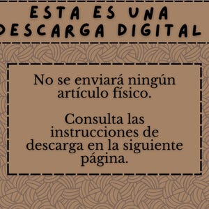 May include: A brown digital download announcement with the text "ESTA ES UNA DESCARGA DIGITAL" at the top. The text "No se enviar&aacute; ning&uacute;n art&iacute;culo f&iacute;sico" is in the center, with instructions below.