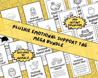 Emotional Support Animal Tags Printable Bundle | PDF Intsant Download | Amigurumi Crochet Gifts For Kids | Craft Fair Market Makes