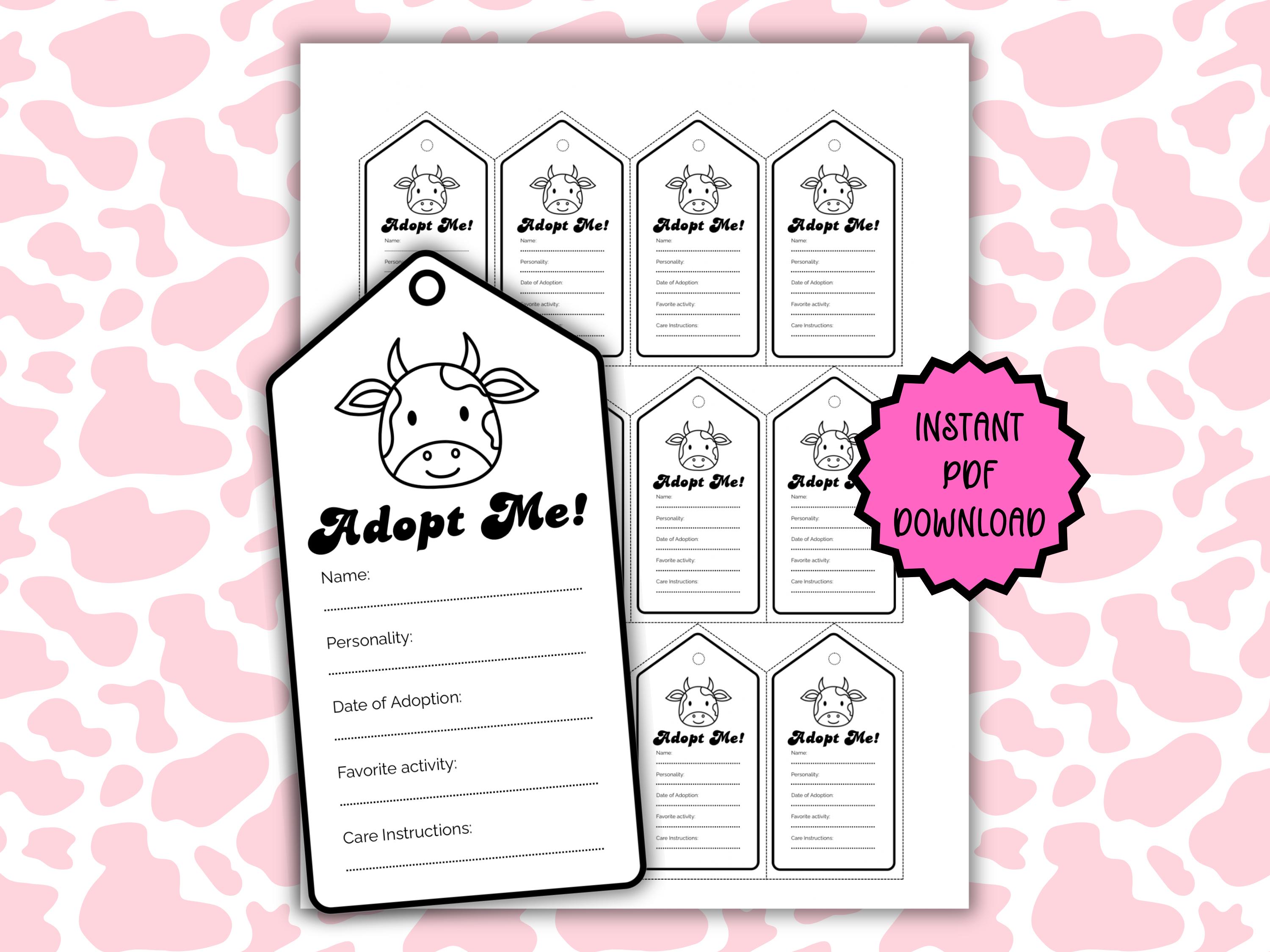 Custom Crochet Labels for Amigurumi Cow Plushie | Adopt Me Tags for ...