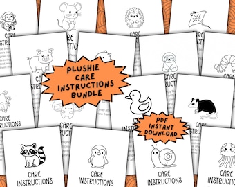 Crochet Care Instruction Tags Printable | Plushie & Amigurumi Label Bundle PDF Download | Handmade Crochet Item Washing Instructions