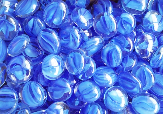 100 Cobalt Blue Irid Glass Gems Stones Mosaic Pebbles 