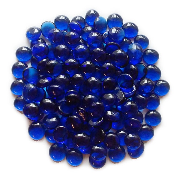 Creative Stuff Glass - 50 Cobalt Blue Crystal Glass Gems Stones, Mosaic Pebbles, Flat Marbles, Centerpiece Vase Fillers, cabochons