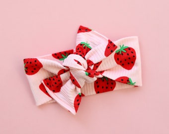 Strawberry pink headwrap, Strawberry headwrap, Pink strawberry headwrap, Pink headwrap, Strawberry headband, Baby pink headband