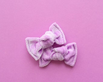 Purple velvet pigtail knot bows, Purple pigtail bows, Purple velvet pigtail bows, Velvet pigtail bows, Purple piggy bows