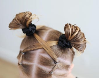 2 pack toddler pigtail scrunchies, Black satin scrunchies, Girls scrunchies, Small scrunchies, Black scrunchies, Kids scrunchies