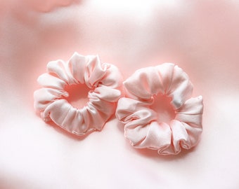 2 pack toddler hair scrunchies, 100% silk scrunchies, Mini scrunchies, Tiny scrunchies, Pink silk scrunchies, Silk hair scrunchies