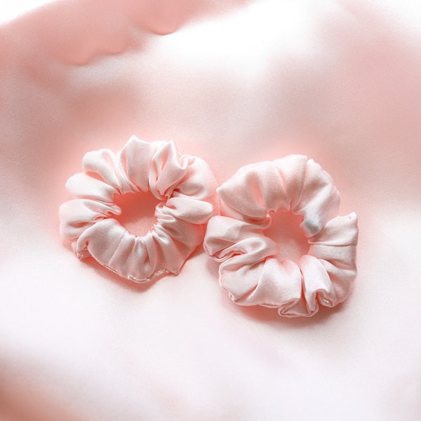 2 pack toddler hair scrunchies, 100% silk scrunchies, Mini scrunchies, Tiny scrunchies, Pink silk scrunchies, Silk hair scrunchies