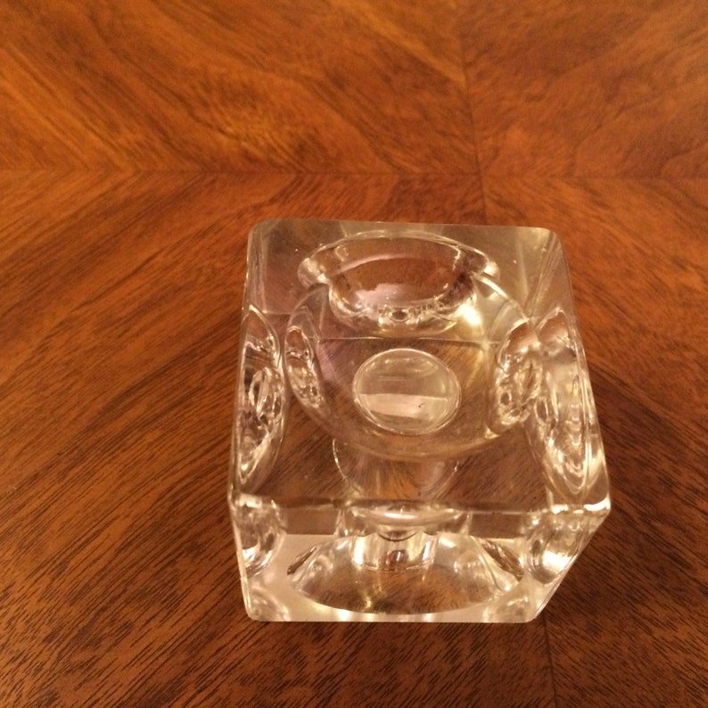 Crystal Glass Ice Cube Candle Holders Pairs Mid Modern Etsy