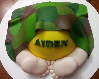 Army Baby butt cake topper baby bottom diaper camouflage Army fondant