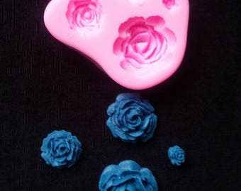 Roses Silicone Mold 4-Cavity Mold for Polymer Clay, Food, Fondant, Soaps