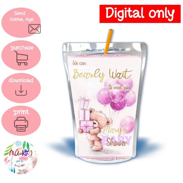 DIGITAL Download Baby Shower Capri Sun Wrappers Labels Printables