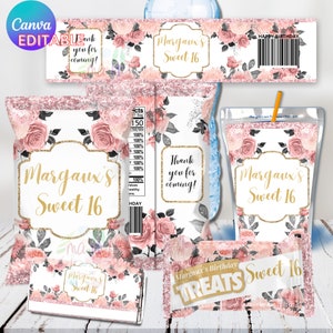 EDITABLE DIGITAL Rose Gold Floral Theme BUNDLE Printable