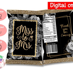 DIGITAL Download Bridal Shower Chip Bag Wrappers Labels Printables