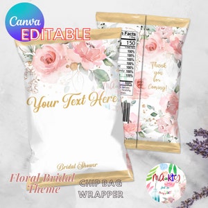 EDITABLE DIGITAL Download Bridal Shower Chip Bag Wrappers Labels Printables