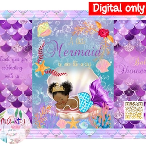 Lilac, Pink, and Aqua DIGITAL Download Mermaid Theme Baby Shower Chip Bag Wrappers Labels Printables
