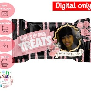 DIGITAL Download Sweet 16 Theme Rice Krispies Treat Printables