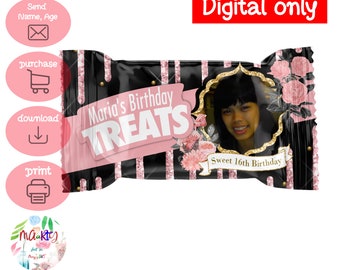 DIGITAL Download Sweet 16 Theme Rice Krispies Treat Printables