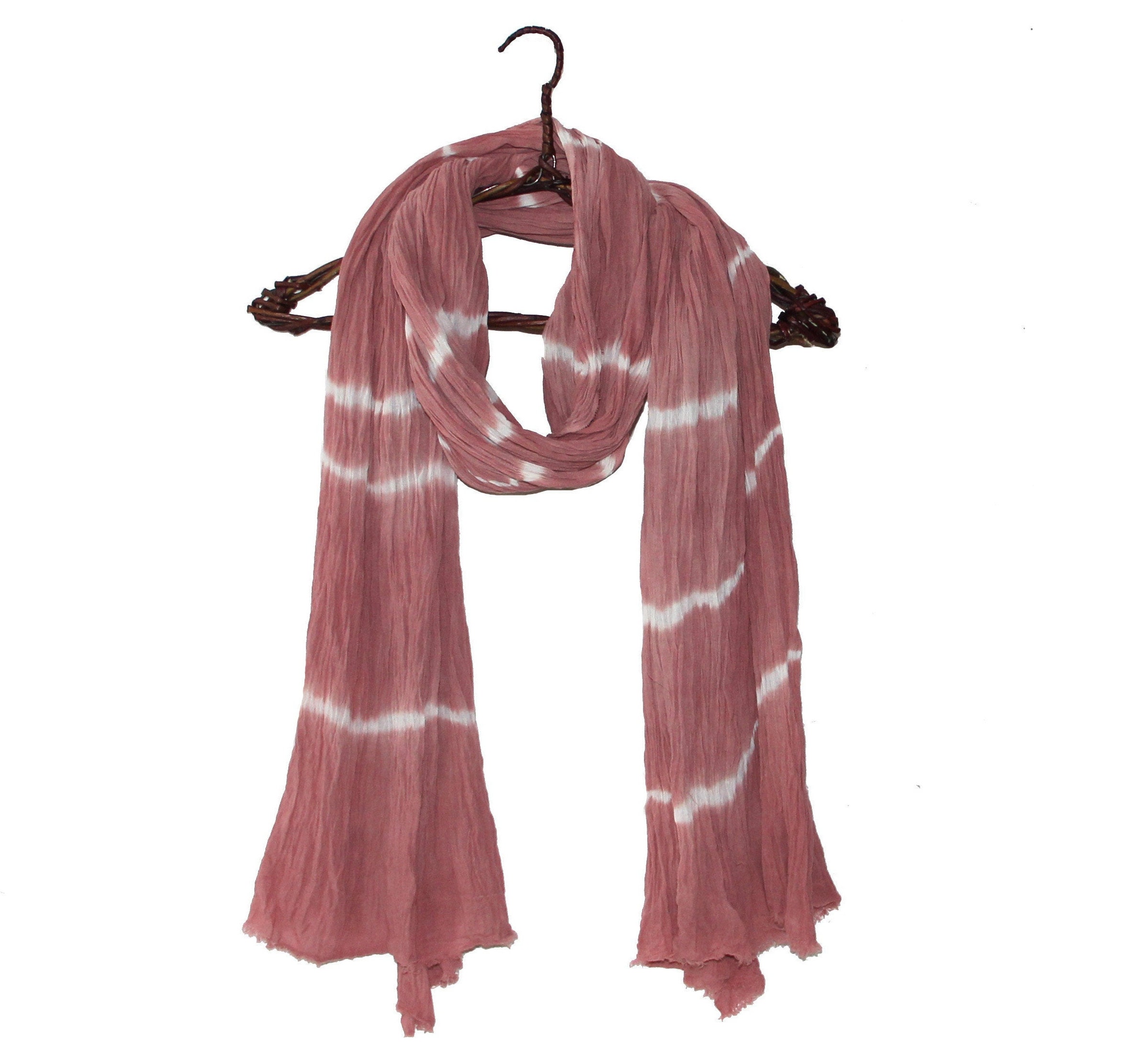 Pink cotton scarf Dusty rose handmade stripped scarf Hand dyed Etsy