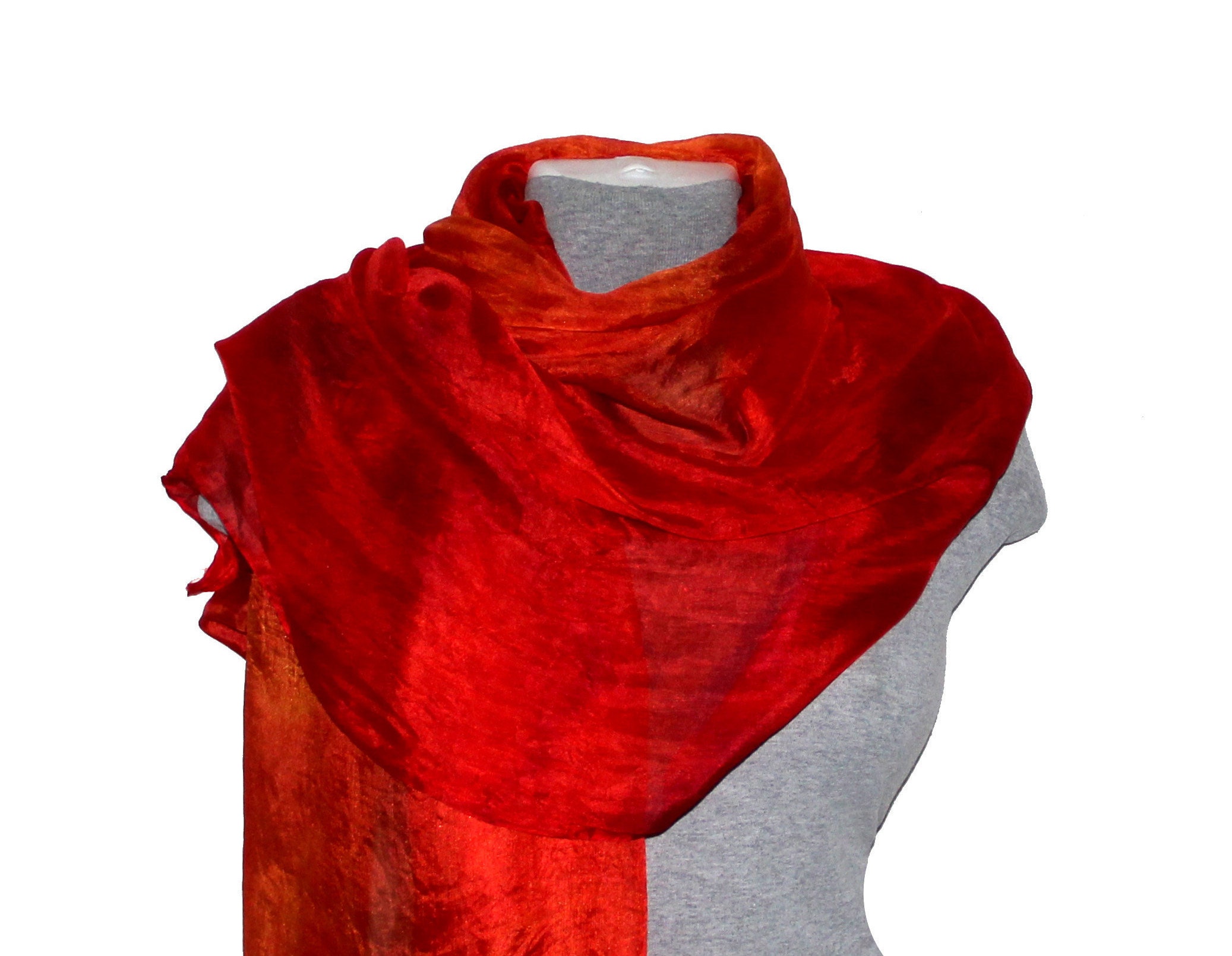 Red silk scarf women Made to order Etsy