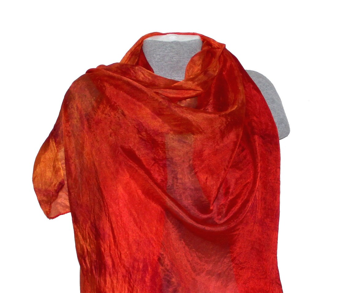 Red silk scarf women Handmade silk scarf Hand Dyed Scarf Etsy