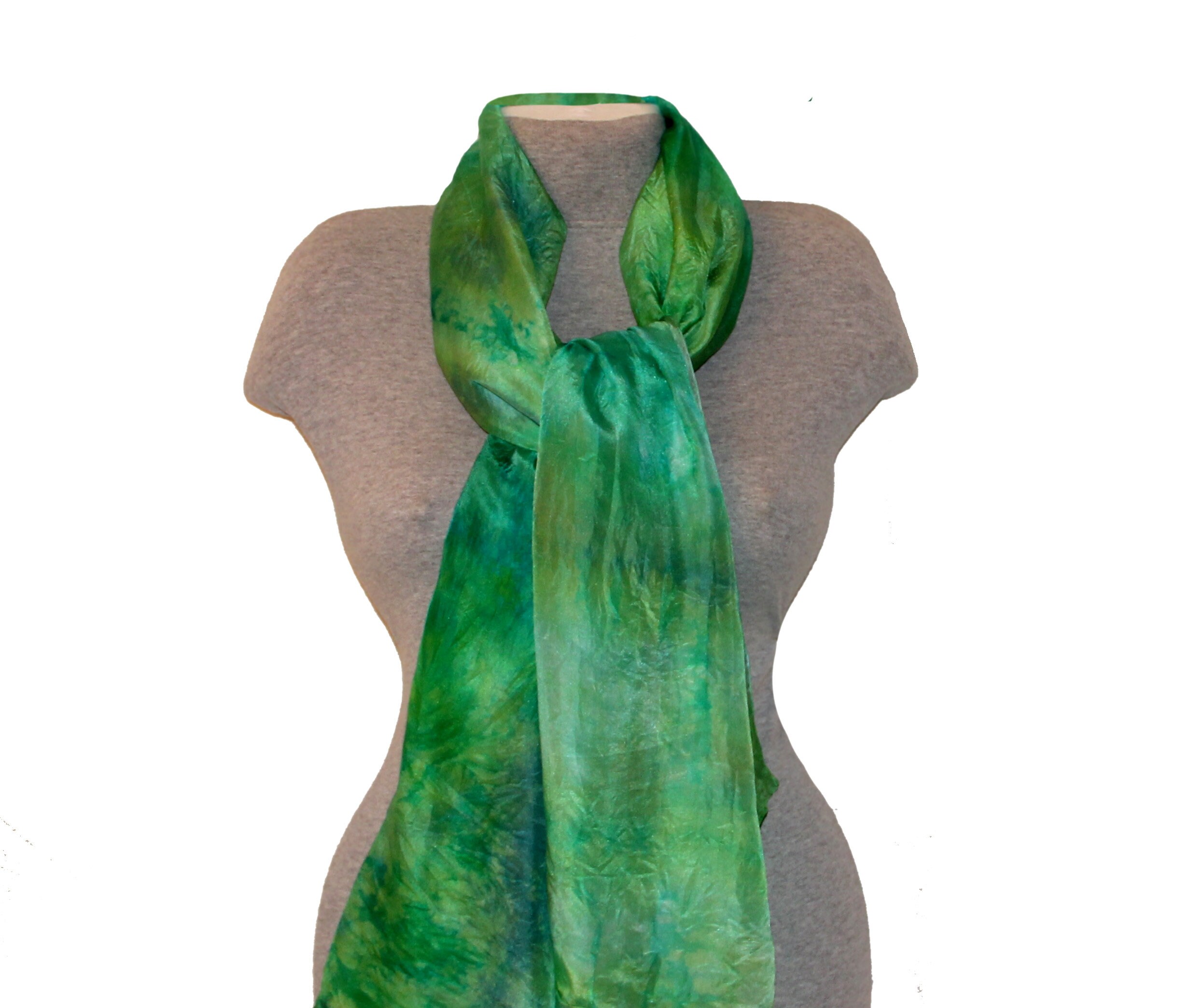 Green silk scarf women Emerald spring summer scarf Hand dyed Etsy