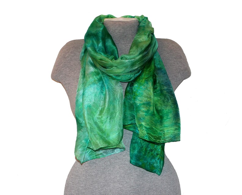 Emerald Green Silk Scarf Women Hand Painted Shawl Hand Dyed Etsy