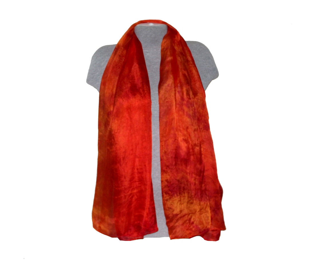 Red silk scarf women Made to order Etsy