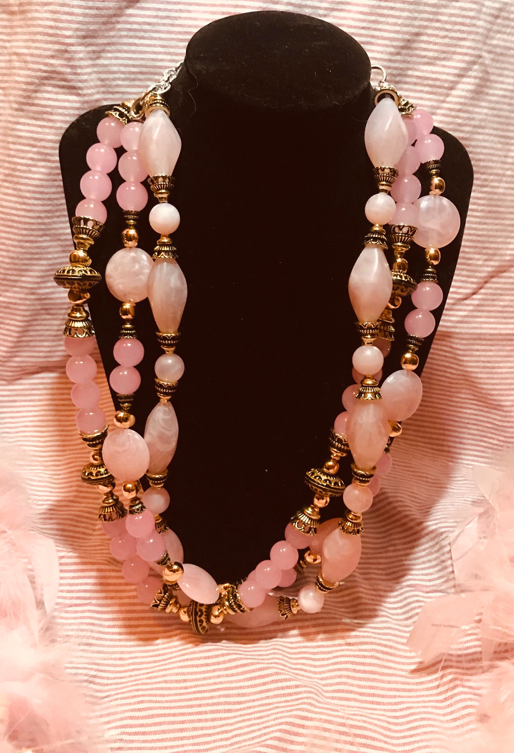 Light pink shop bead necklace