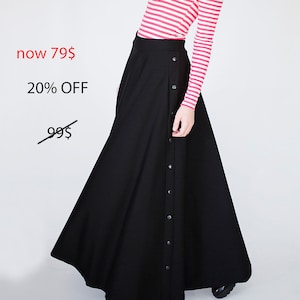 Long Skirt - Long Skirt for Women - Maxi Skirt - Black Long Skirt - Long Skirt with Pockets - Maxi Skirts Long - Casual Skirt - Black Skirt
