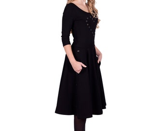 Short Skirt-Short Skirt for Women-Black Skirt-Skirt with Pockets-Full-circle Skirt-Casual Skirt-Black Short Skirt-Knee length skirt-Skirt