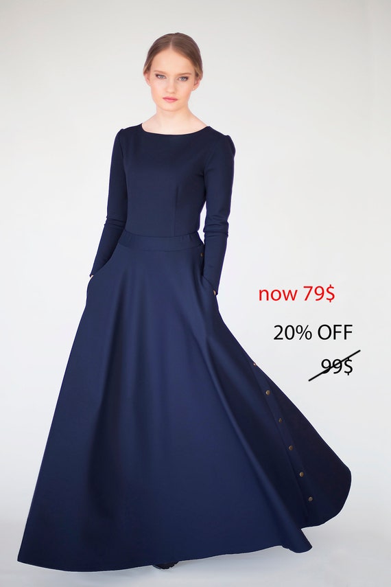 womens navy blue maxi dress