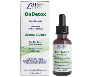 Zane OnDetox |10 – 15 Days Fast Cleanse and Support | Detox & Repair Supplement with Milk Thistle, Nettle, Greater Burdock, Artichoke|1 FlOz