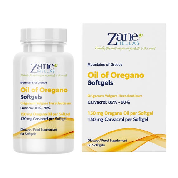 Zane Hellas Oregano Oil Softgels 30% (60 Count)