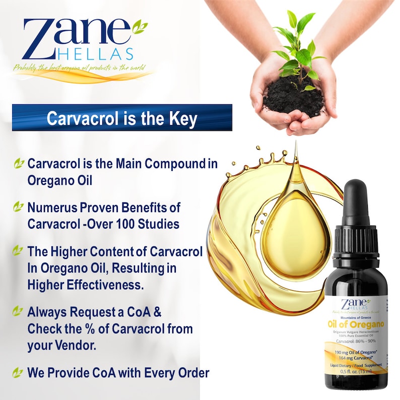 ZANE HELLAS Pure Greek Essential Oil of Oregano With 86 Percent Minimum