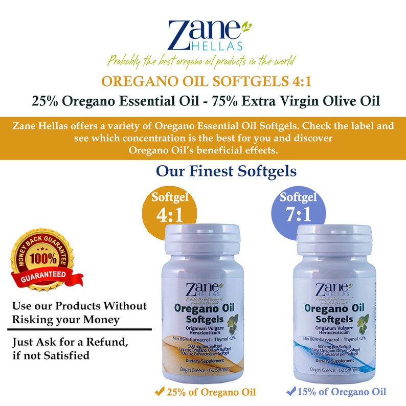 Zane Hellas Oregano Oil Softgels. Concentrate 41 Provides 108 Etsy