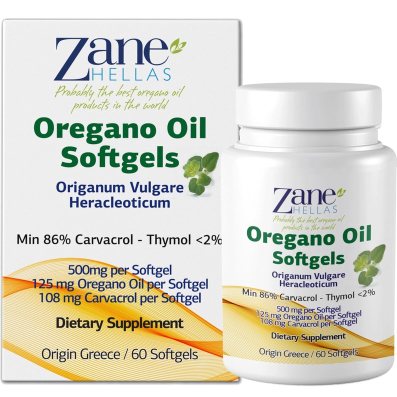 Zane Hellas Oregano Oil Softgels. Concentrate 41 Provides 108 Etsy