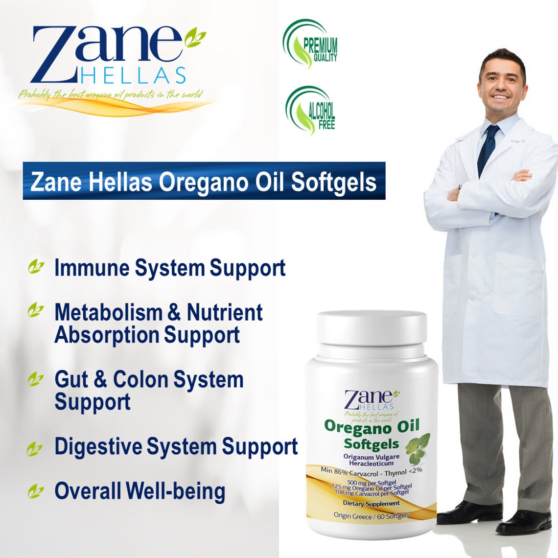 Zane Hellas Oregano Oil Softgels. Concentrate 41 Provides 108 Etsy