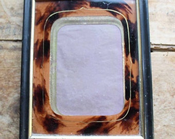 End of 19th century wooden frame napoleon III /Antique French portrait Photo frame turtle shell motif on the glass