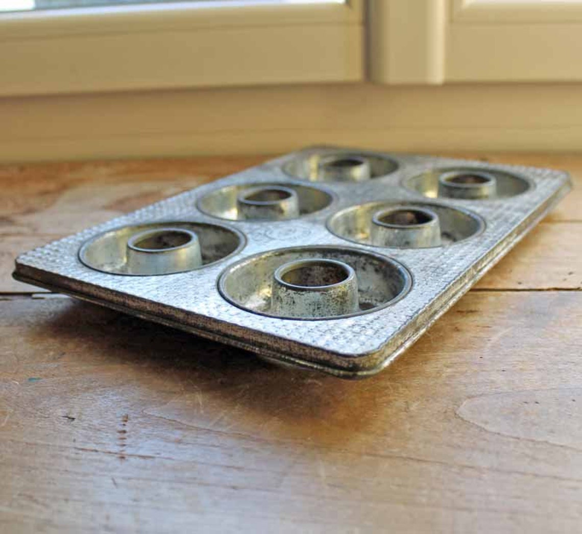 Antique french tin mold donuts / vintage 6 donuts tin mold SIF Etsy