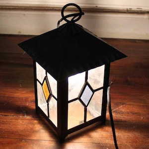 Vintage stained glass lamp shade / French vintage pendant lamp shade