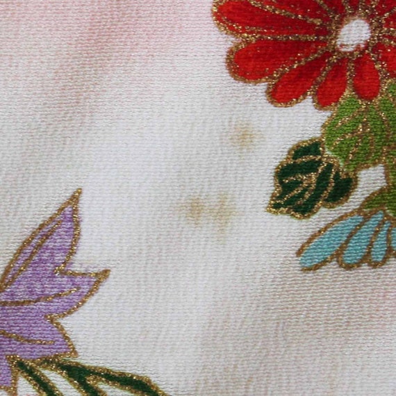 Vintage Japanese Kimono Fabric motif season fall … - image 4